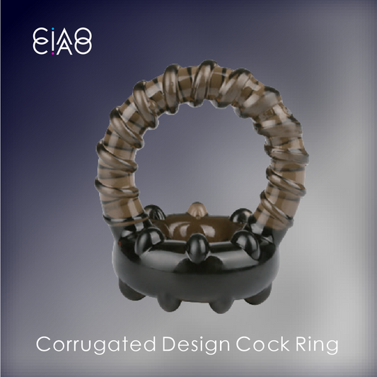 Manual Delay Lock Cock Ring with Corrugated Design Manual Delay Lock Cock Ring with Corrugated Design - Premium TPE Material